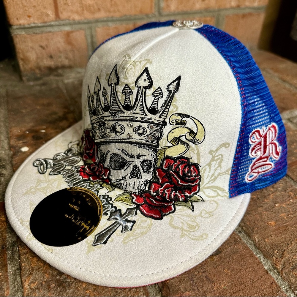 Ranghart Skull Crown Trucker Hat NWOT Y2K Tattoo Art Mesh Gothic Streetwear